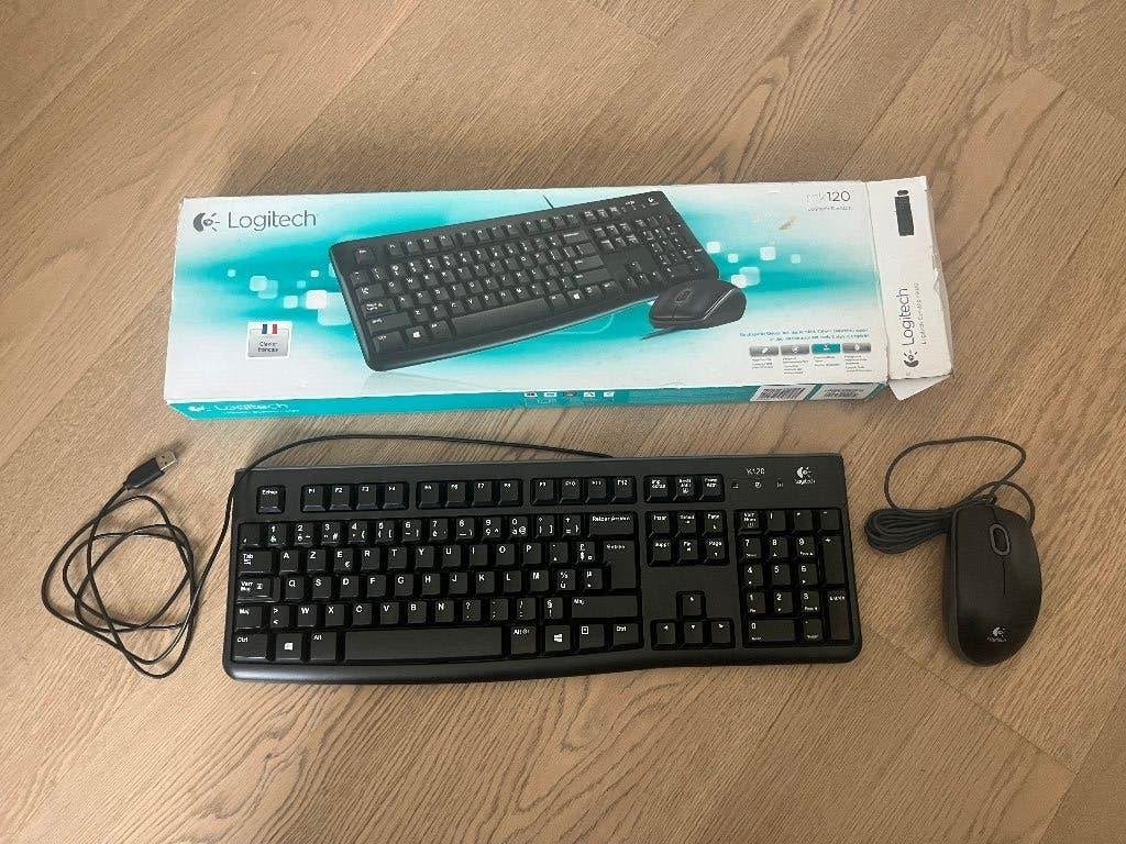 toetsenbord + muis, Logitech, AZERTY (Franse), Computers en Software, Toetsenborden, Logitech, Azerty, Zo goed als nieuw, Bedraad