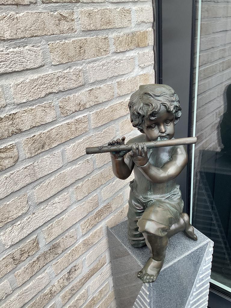 Bronzen beeld 50 cm groot met dwarsfluit kan ook als fontein, Antiek en Kunst, Ophalen, Brons