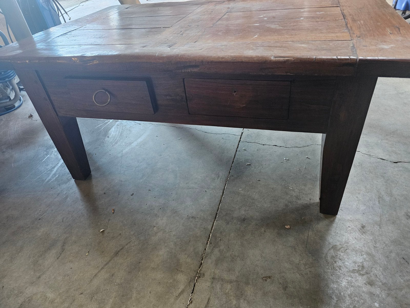 teakhouten salontafel + eetkamertafel, Teck, Comme neuf, 100 à 150 cm, Enlèvement