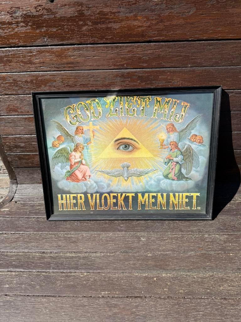 Kader achter glas God ziet mij - Hier vloekt men niet, Enlèvement ou Envoi