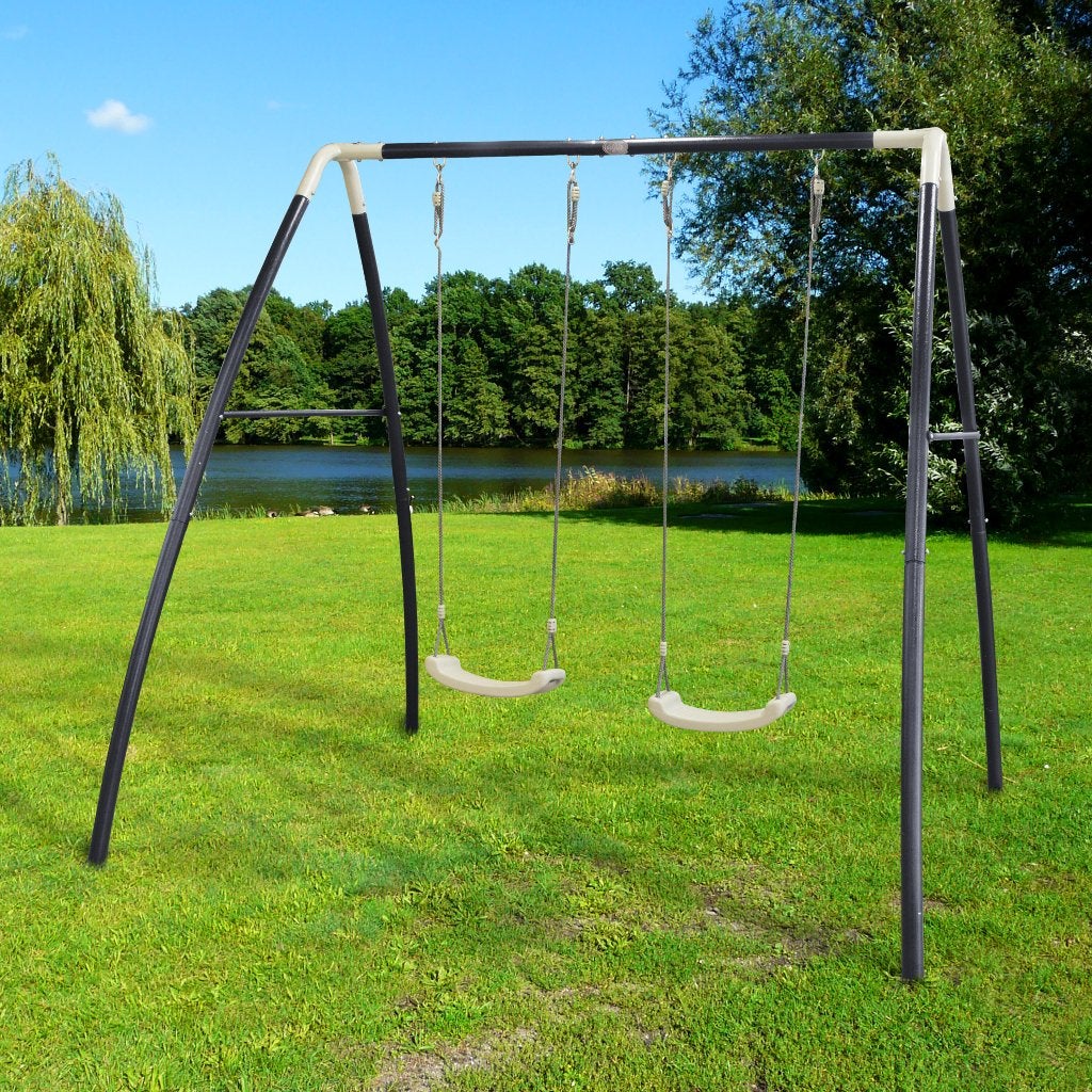 Dubbele Metalen Schommel kleur Antraciet, Creme. NIEUW, Ophalen, Nieuw