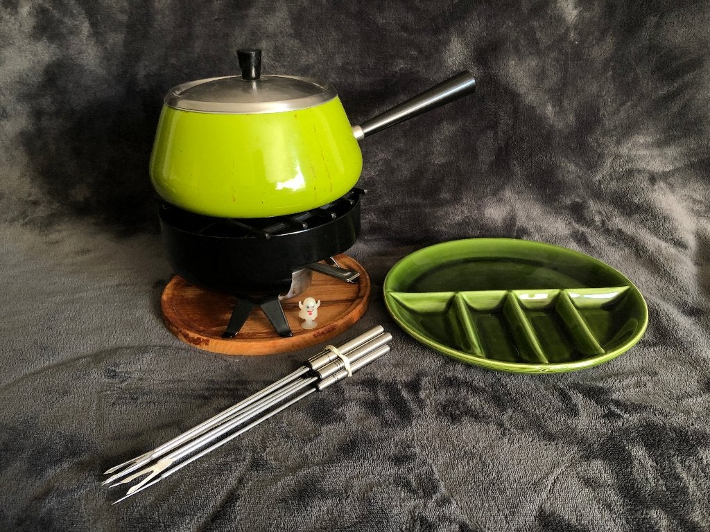 Vintage fondueset – sfeervolle eyecatcher voor de feestdagen, Ophalen, Gebruikt, Brander, Fondueset