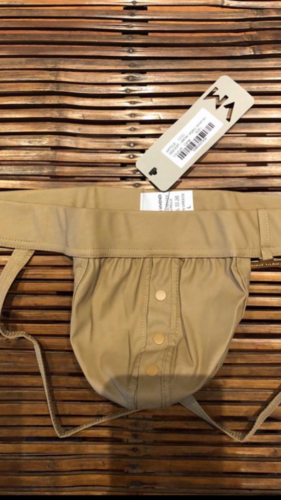 Jockstrap van imitatieleer - maat S, Kleding | Heren, Ondergoed, Ophalen of Verzenden, Beige, Slip