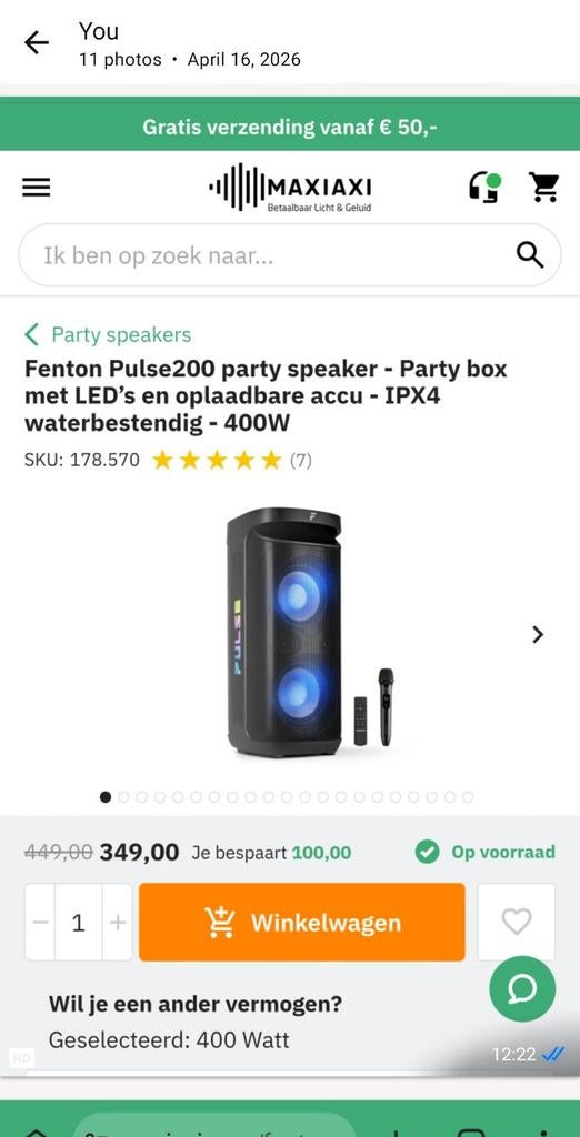 2 NIEUWE FENTON 400W MOBIELE BATTERIJ SPEAKERS MET MICS, Audio, Tv en Foto, Luidsprekerboxen, Ophalen