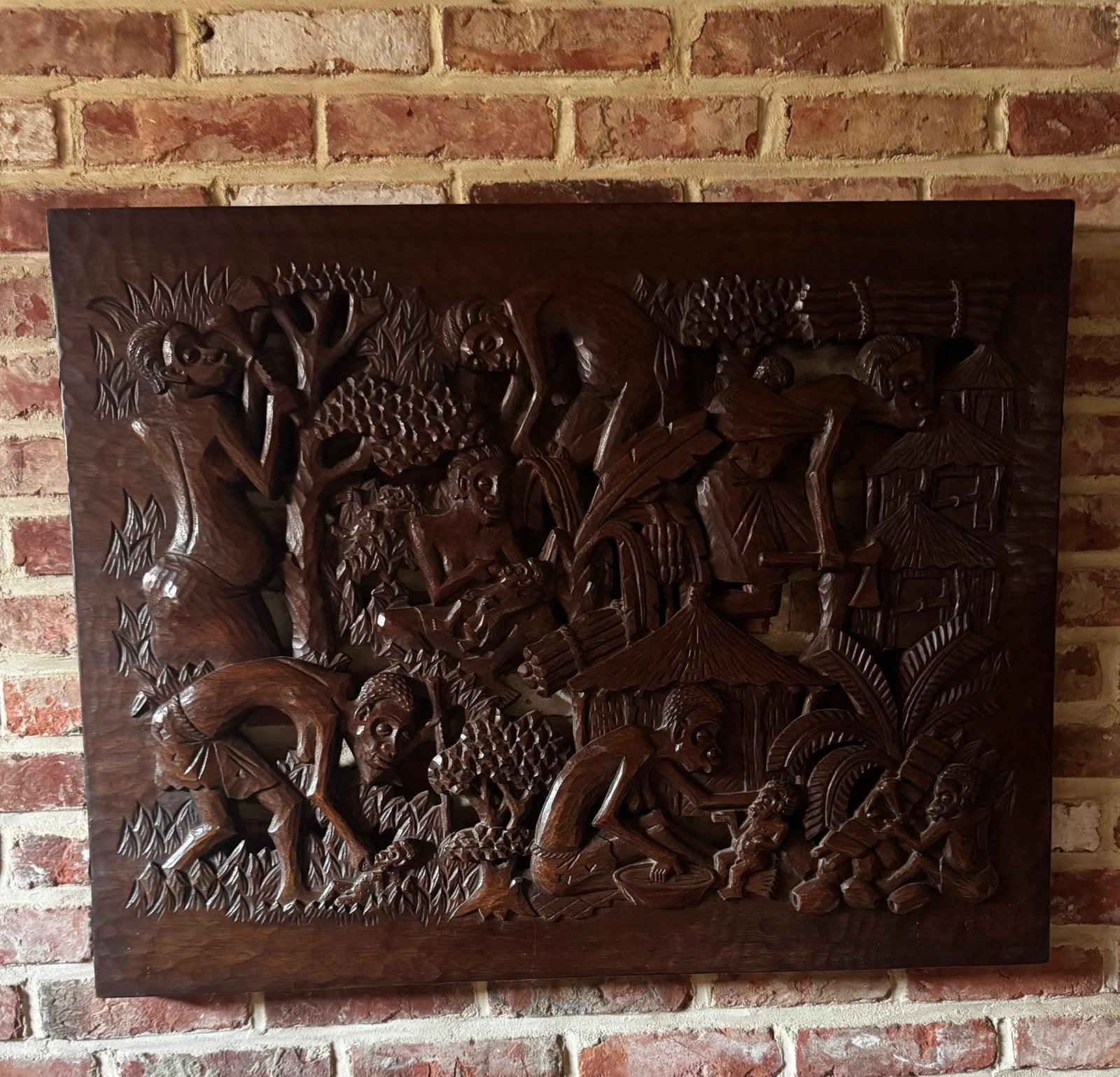 Groot Vintage Wandpaneel Congo Gesigneerd CHENGE Jaren 60/70, Ophalen of Verzenden
