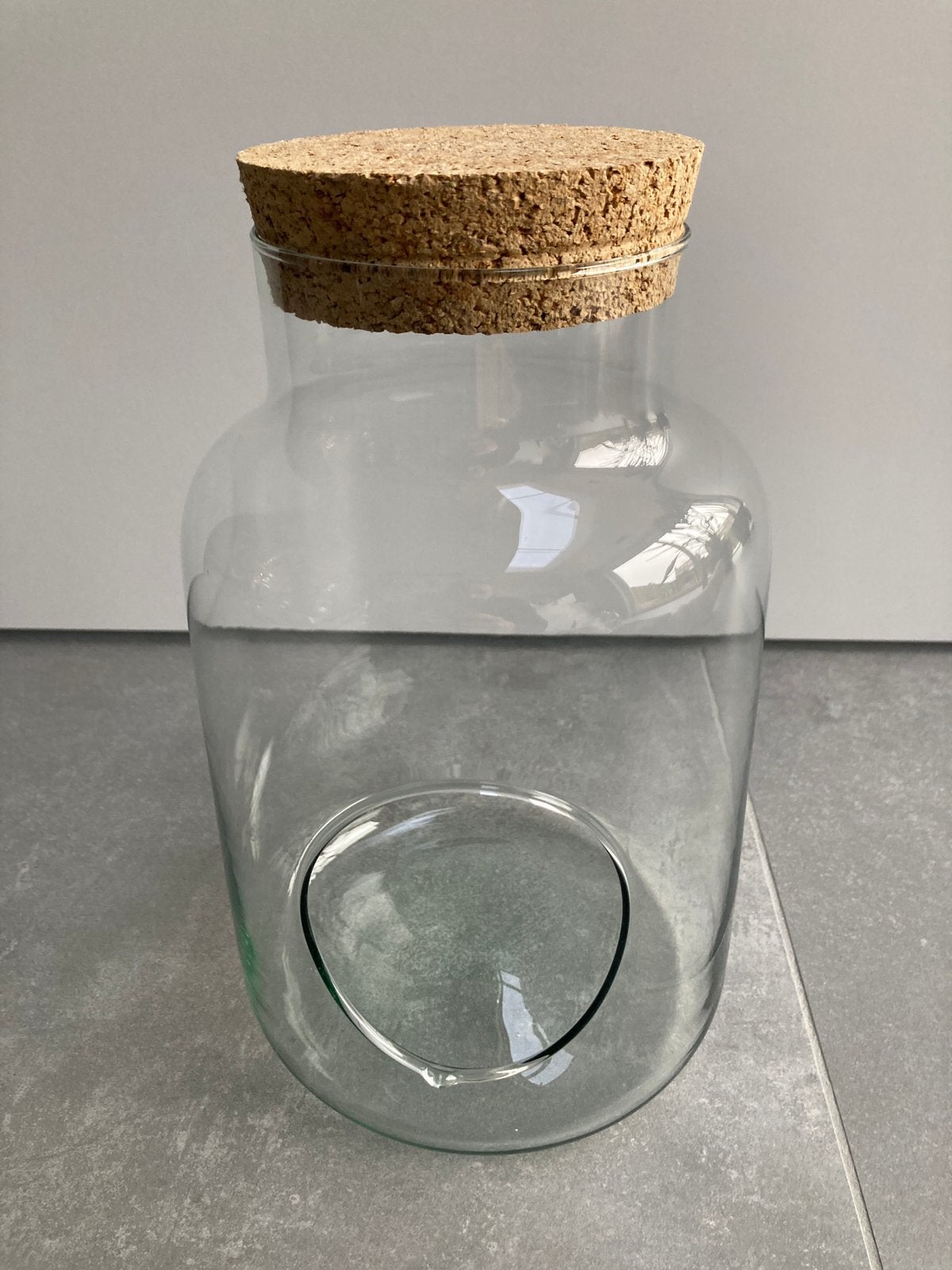 Glazen pot met kurk - terrarium, Ophalen, Zo goed als nieuw, Glas, 17 cm