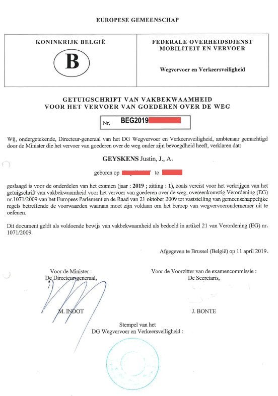 Vergunning transport (goederenvervoer), Zakelijke goederen, Ophalen of Verzenden