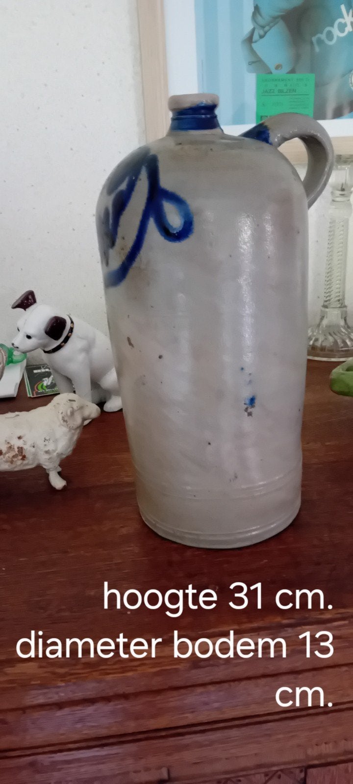 Antieke steengoed fles, Ophalen of Verzenden