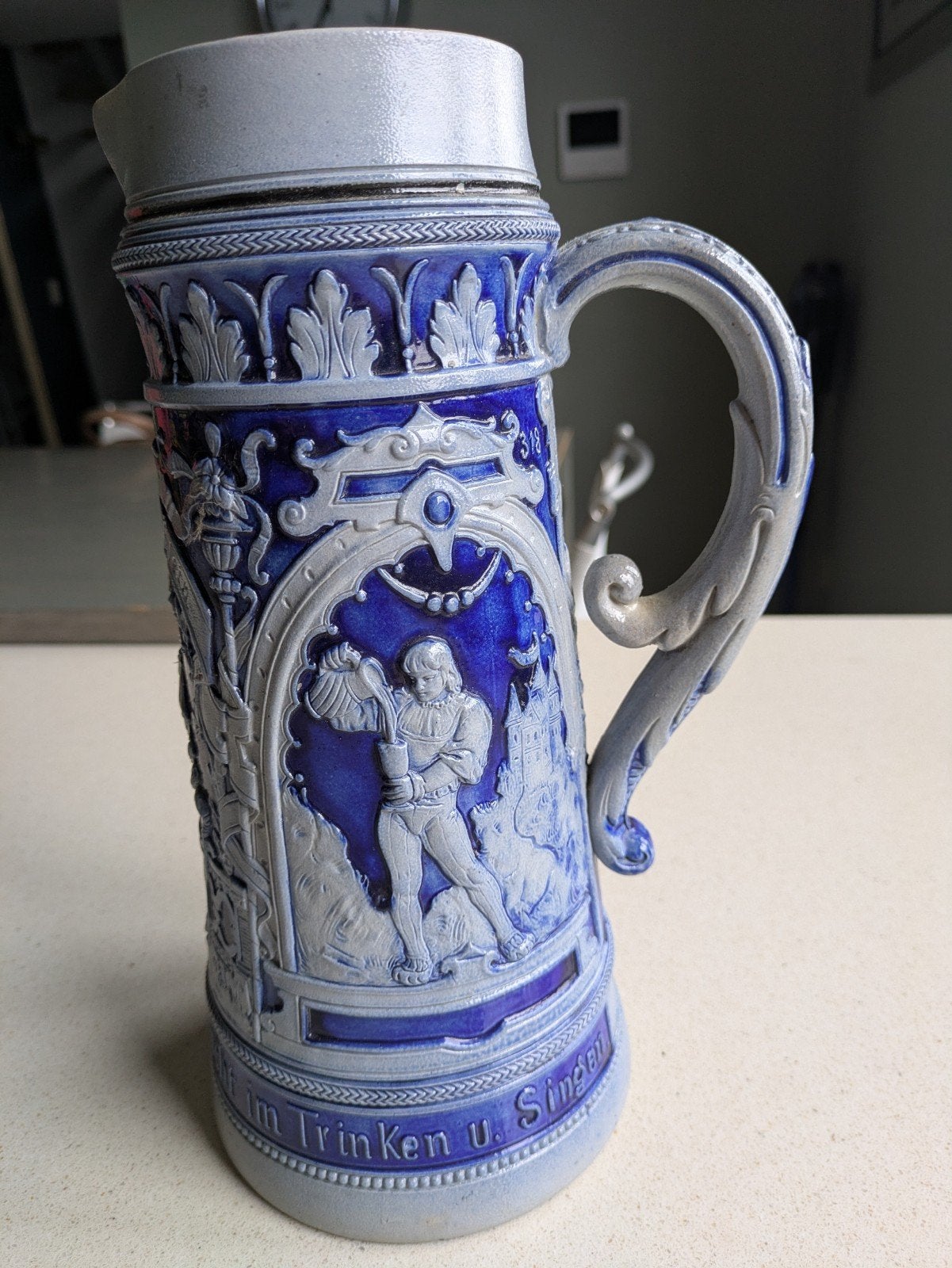 Magnifique chope à bière allemande ancienne, Ophalen of Verzenden