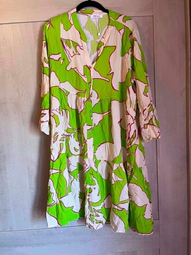 kleed groen wit paprika maat4 = 50, Kleding | Dames, Grote Maten, Jurk, Ophalen of Verzenden, Zo goed als nieuw, Paprika