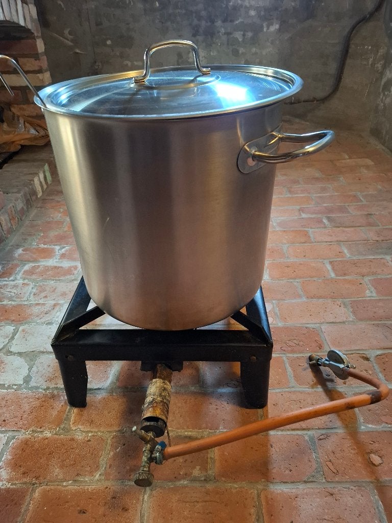 kookpot(inox) 25L met gasbekken en pollepel, Maison & Meubles, Inox, Avec couvercle, Enlèvement, Utilisé