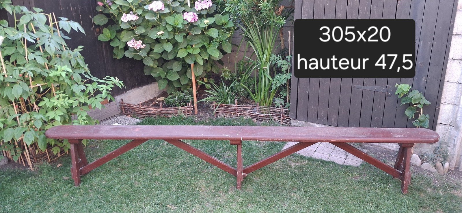 Ancien banc de ferme
305 x 20
Hauteur 47,5
possibilité de li, Enlèvement, Utilisé, Bois
