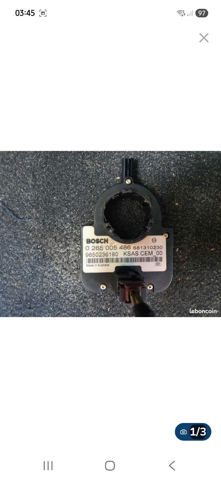 Capteur Angle PSA bosch 9650236180, Enlèvement