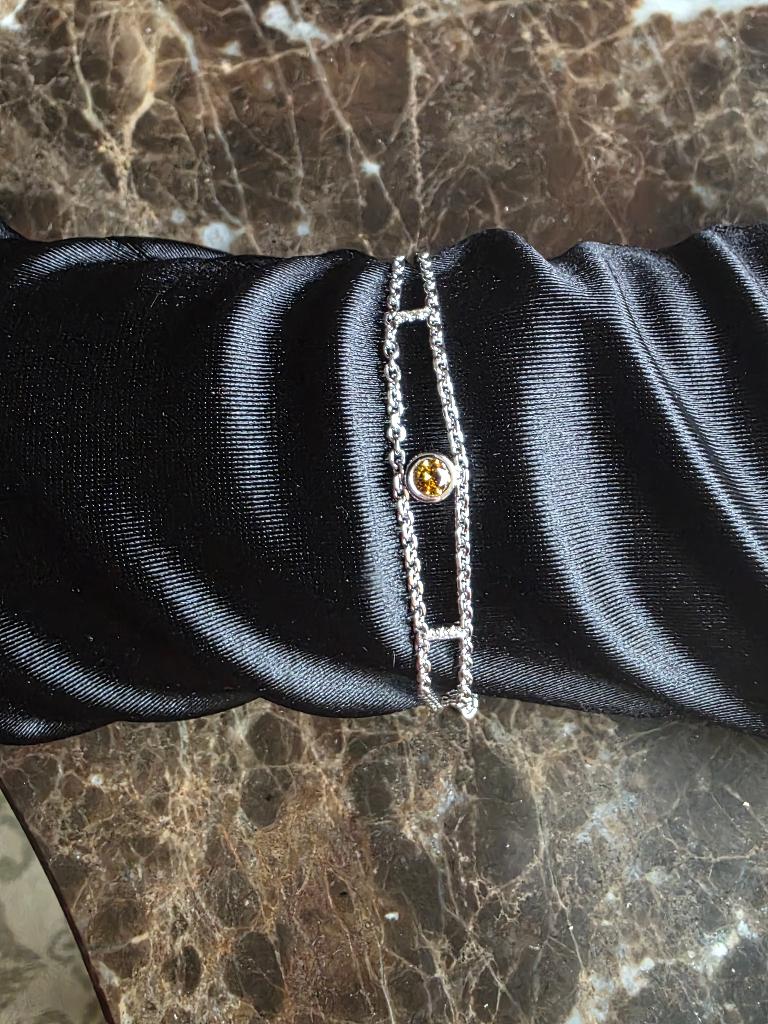 Gouden armband met Fancy en wit diamanten, Enlèvement ou Envoi, Comme neuf, Or, Avec pierre précieuse
