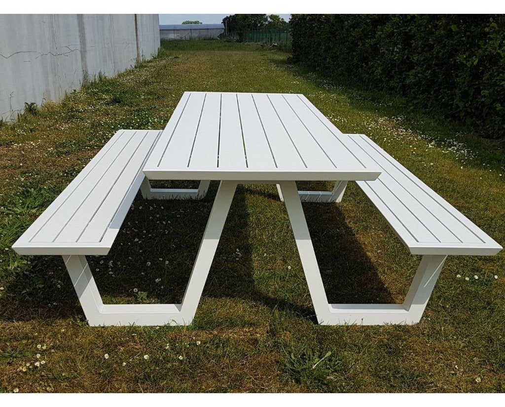 Picknicktafel BOLERO 240 cm aluminium wit, Jardin & Terrasse, Enlèvement, Utilisé, Rectangulaire, Aluminium