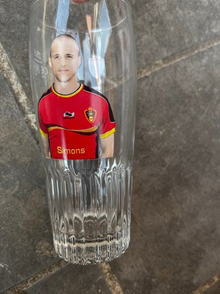 Jupiler glas Rode Duivel Timmy Simons, Ophalen of Verzenden, Jupiler