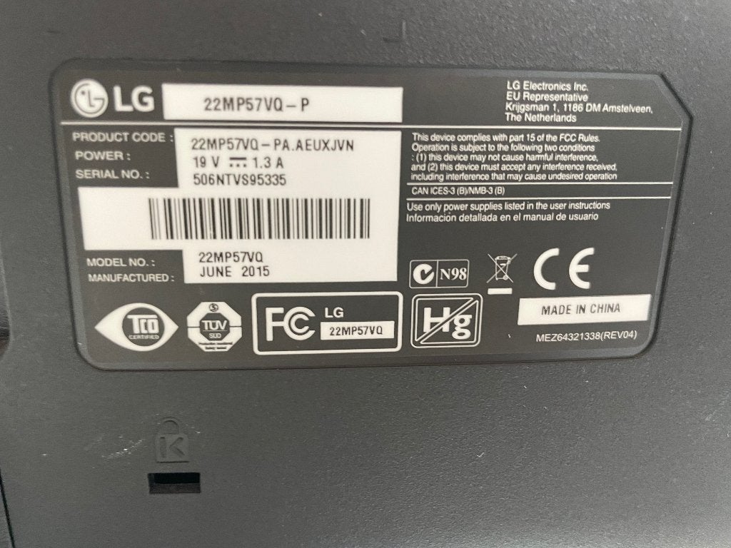 LG 22MP57VQ-P computer-monitor, Ophalen, IPS, DVI, Gebruikt