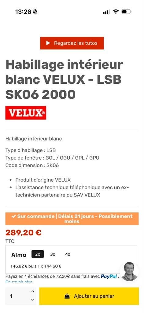 3 kits habillage intérieur blanc Vélux - NEUF, Enlèvement, Neuf