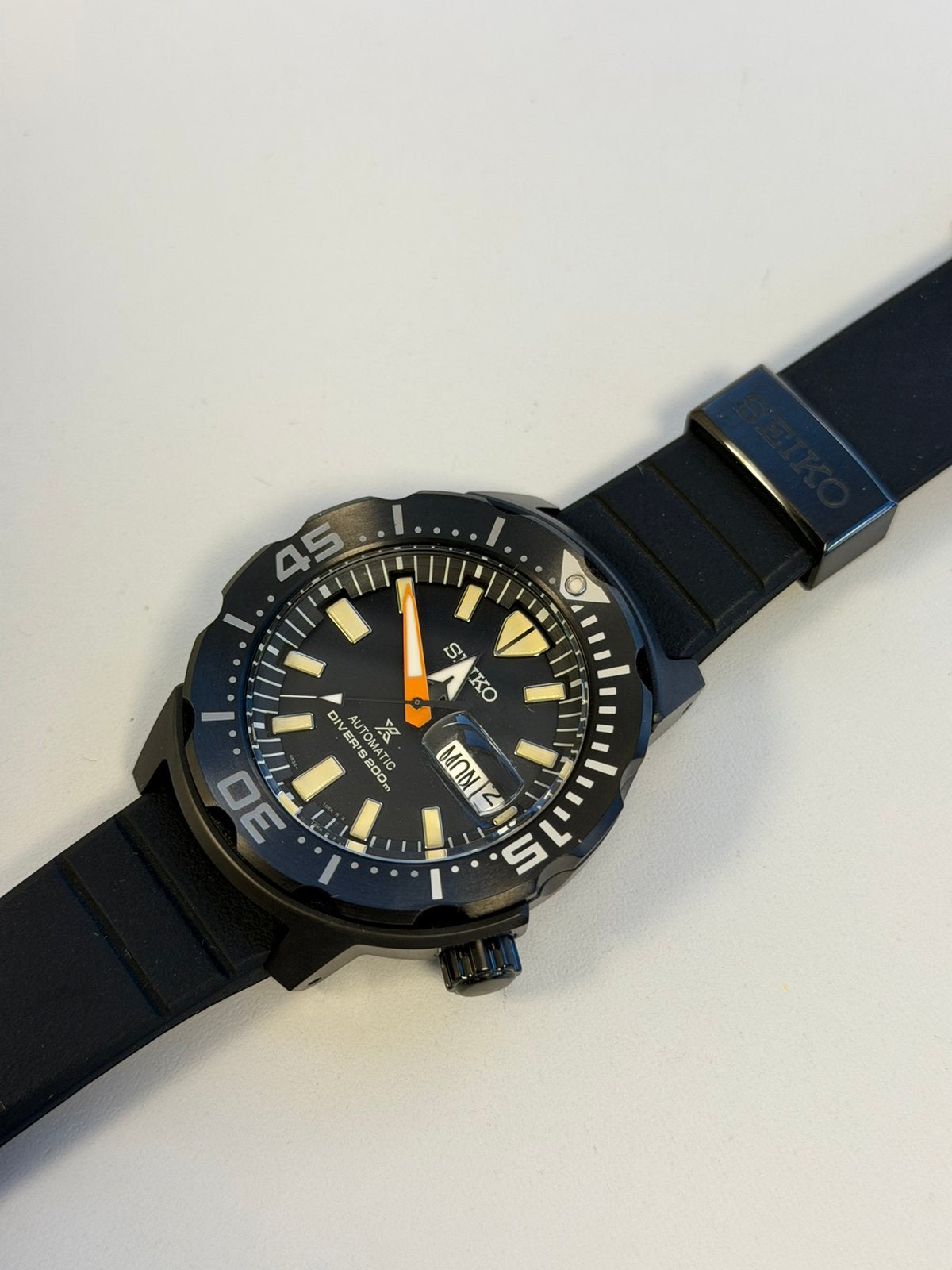 Seiko Prospex Black Monster - Limited Edition automatic, Ophalen of Verzenden, Waterdicht, Zo goed als nieuw, Zwart