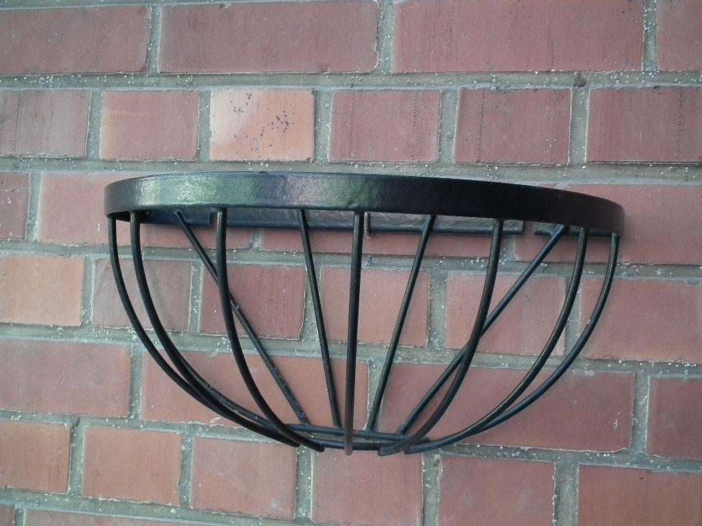 Wandplantenbak van zwart metaal (h 19/ B 40/ d 21 cm), Tuin en Terras, Tuinwanddecoratie, Verzenden, Zo goed als nieuw