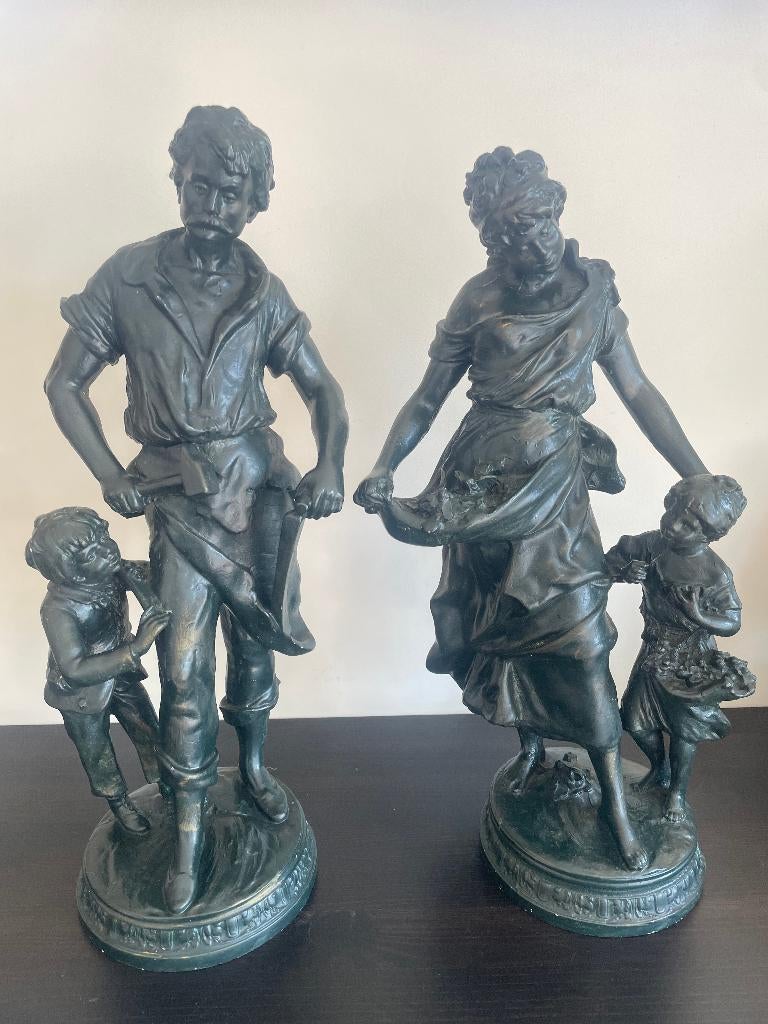man en vrouw met kinderen, Antiek en Kunst, Curiosa en Brocante, Ophalen of Verzenden