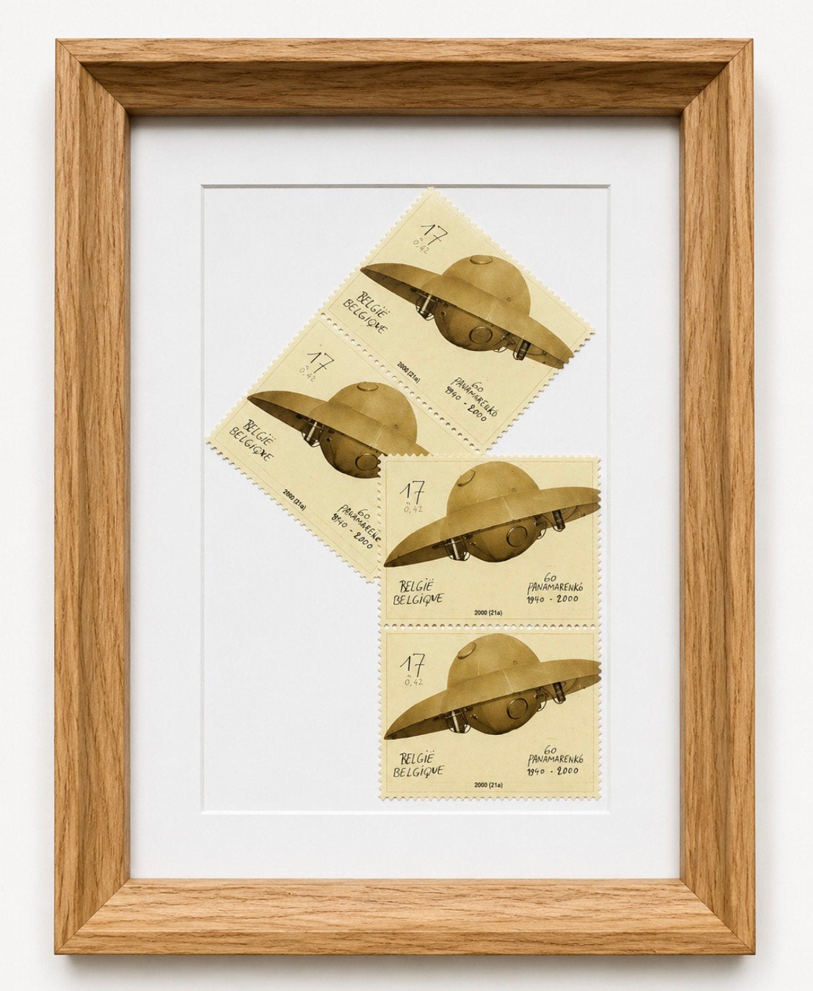 Panamarenko zegel met vliegende schotel, Antiquités & Art, Art | Lithographies & Sérigraphies, Autre technique, Enlèvement ou Envoi
