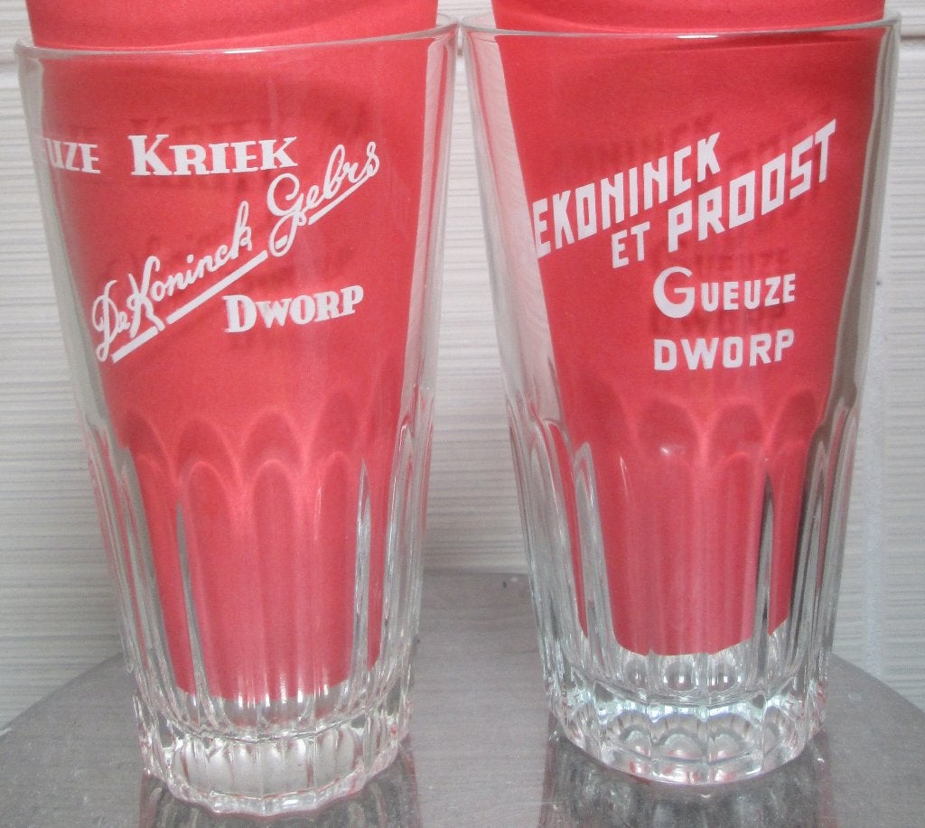 2 verschillende gueuze-glazen De Koninck (Dworp), Verzamelen, Biermerken, Ophalen of Verzenden, Gebruikt, Glas of Glazen, De Koninck