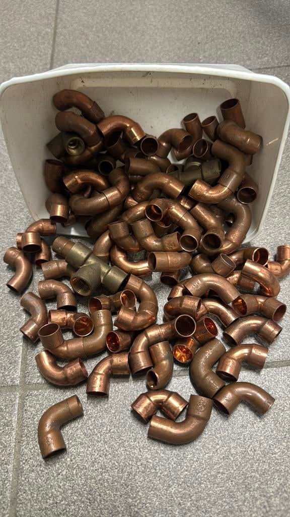 Buisfittingen koper 12mm 90, Doe-het-zelf en Bouw, Buizen en Afvoer, Ophalen, Nieuw
