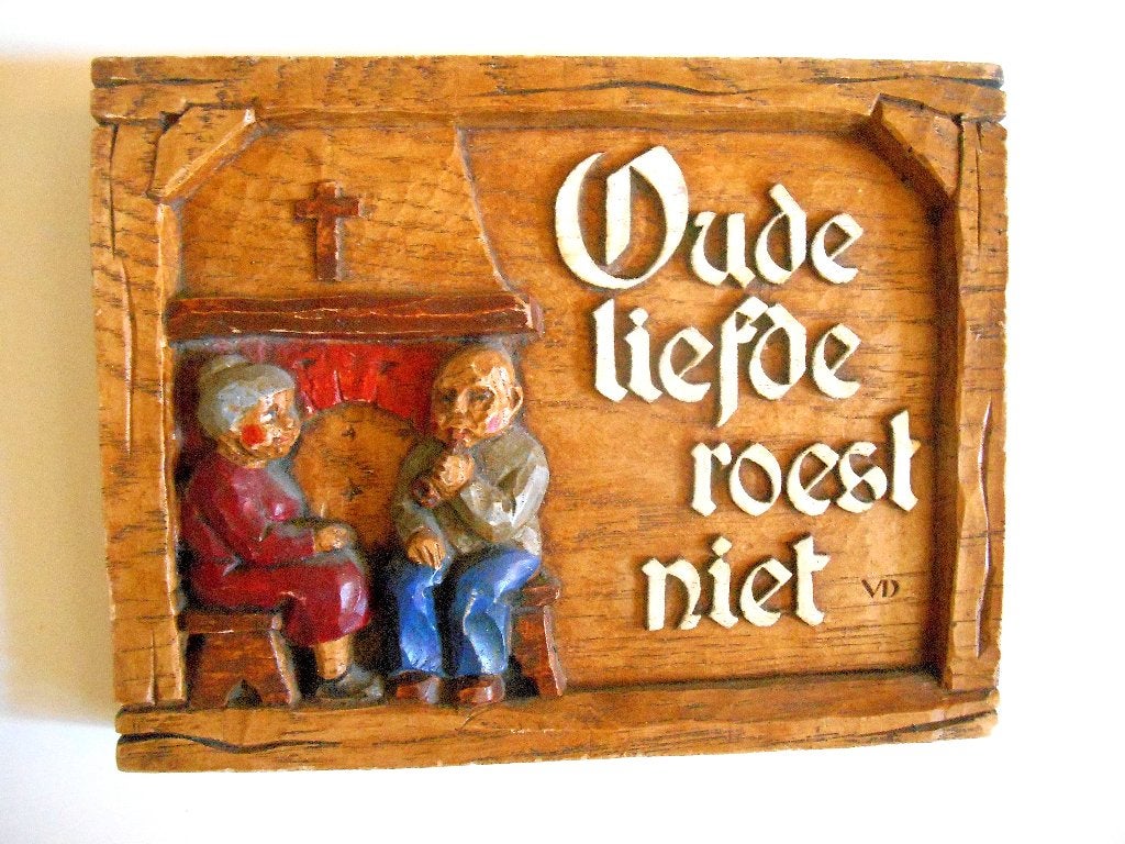 Oud spreukenbord "Oude liefde roest niet", Verzenden