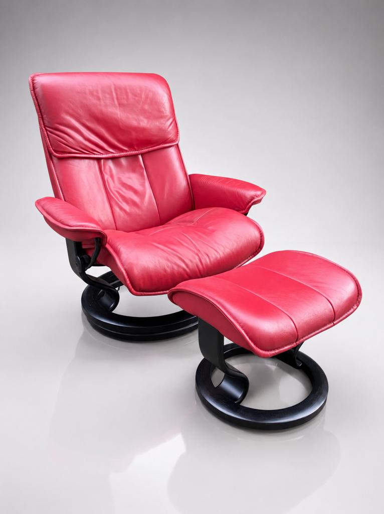 Fauteuil inclinable et repose-pieds Neat Stressless, Enlèvement ou Envoi, Comme neuf, Cuir