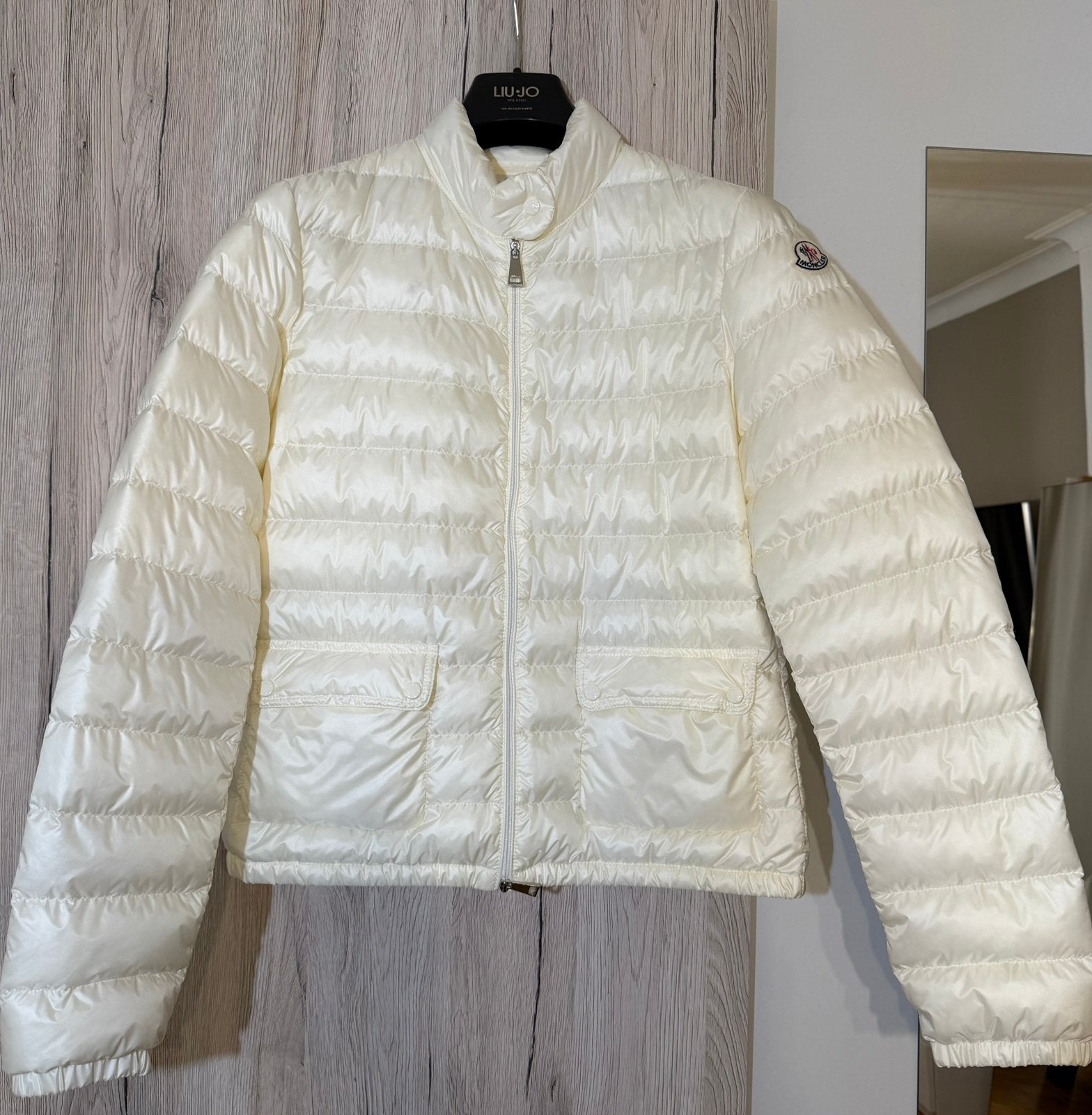 Moncler jas Lans, Ophalen of Verzenden, Zo goed als nieuw, Maat 38/40 (M), Wit