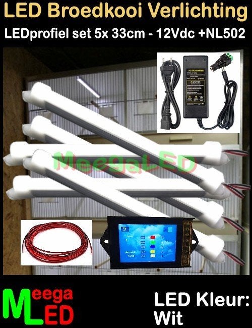 LED profiel strip NL502 SET 5x 33cm Broedkooi Kweekkooi, Enlèvement ou Envoi, Neuf, Aluminium, Cage d'élevage