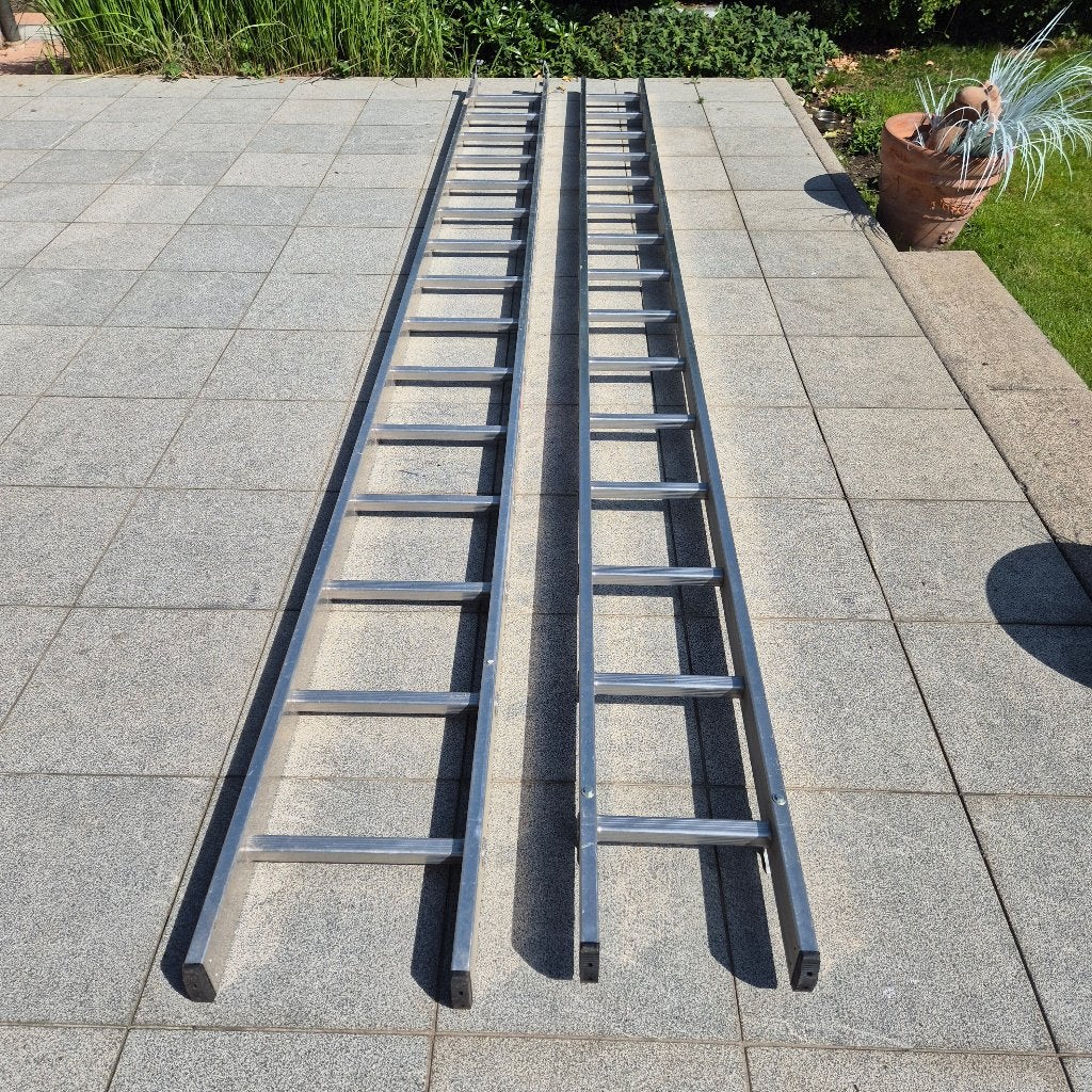 Aluminium ladder uitschuifbaar, Ophalen, Gebruikt, Ladder, Opvouwbaar of Inschuifbaar