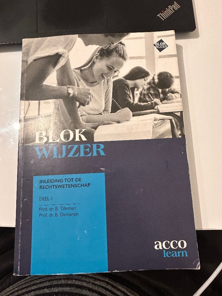 Blokwijzer inleiding tot de rechtswetenschap deel 1 en 2, Enlèvement, Comme neuf, B. Tilleman