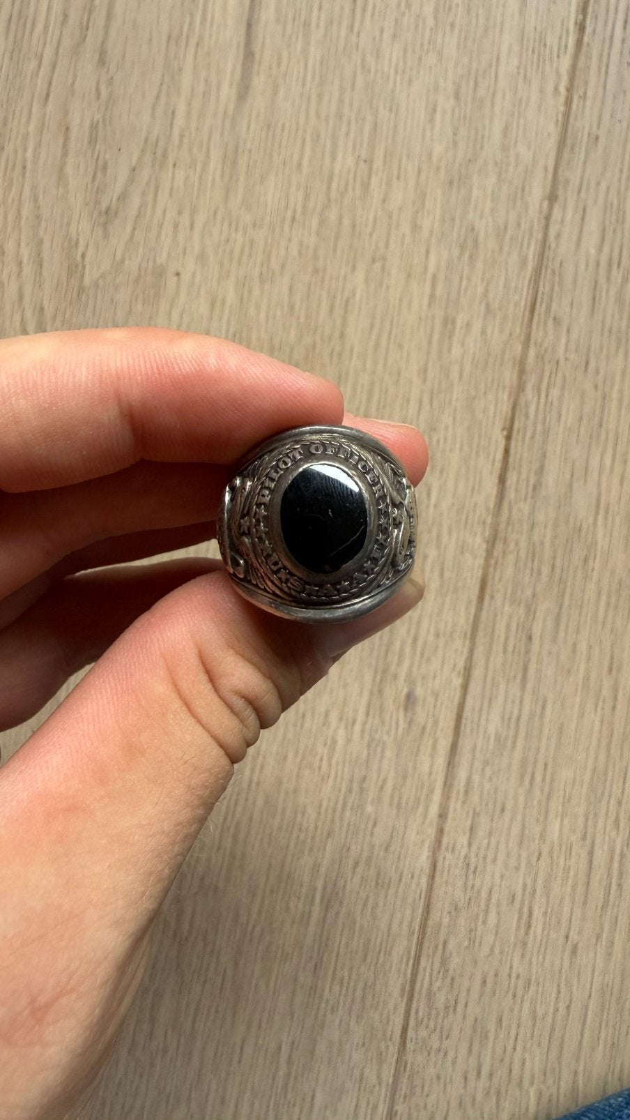 Bague USAAF de pilote WW2, Enlèvement ou Envoi, Armée de l'air, Emblème ou Badge