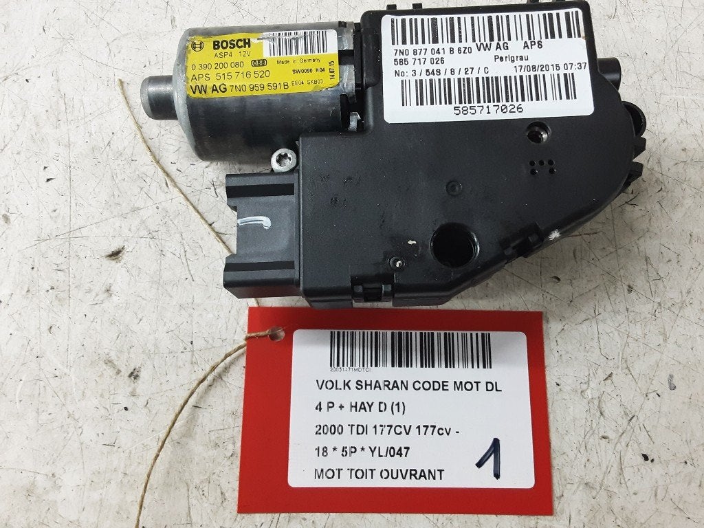 TOIT OUVRANT MOTEUR Volkswagen Sharan (7N) (7N0959591B), Volkswagen, Mevr. I. Hauben, Utilisé, Rue de l'Espoir 34 34
4030  GRIVEGNÉE, BE