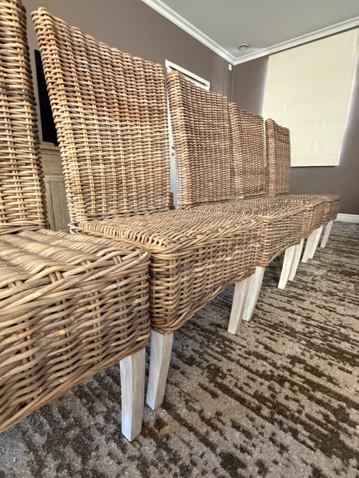 Rieten houten stoelen te koop stijl landelijk, Huis en Inrichting, Stoelen, Ophalen, Gebruikt, Bruin, Hout