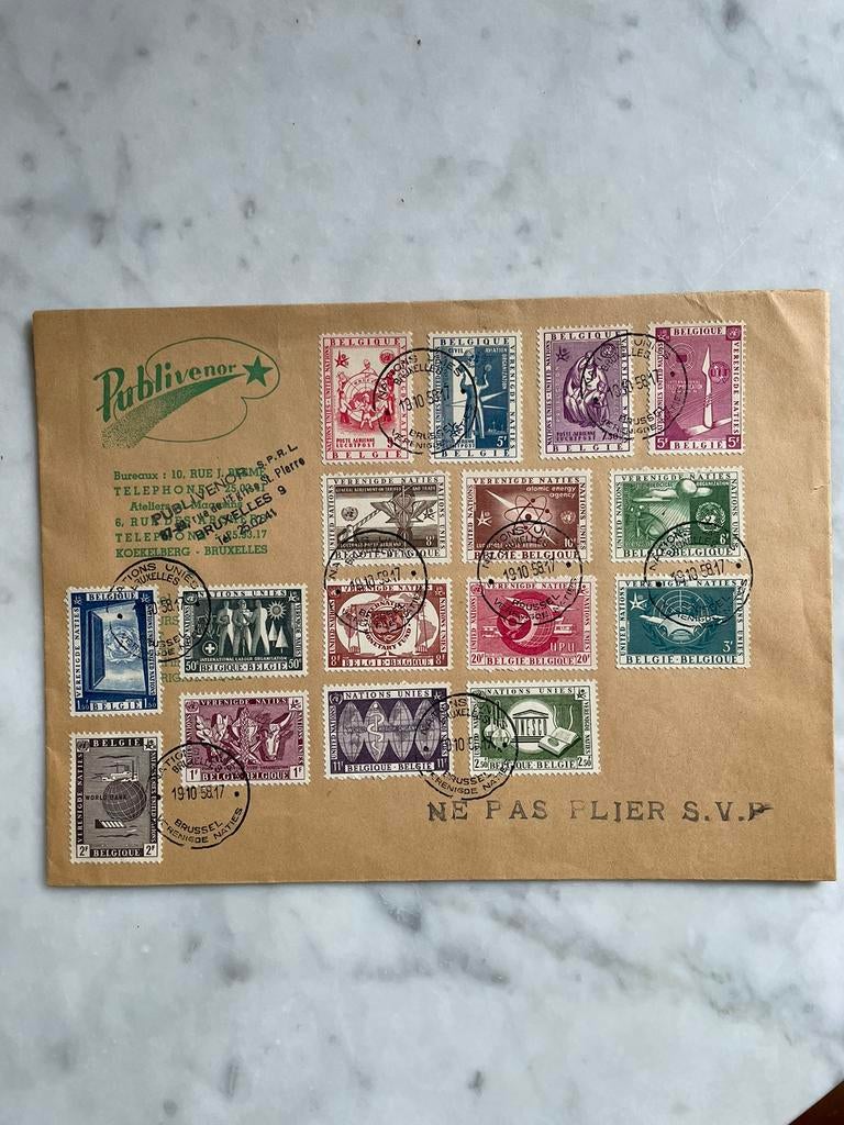 Enveloppe Expo 58 timbres, Ophalen of Verzenden