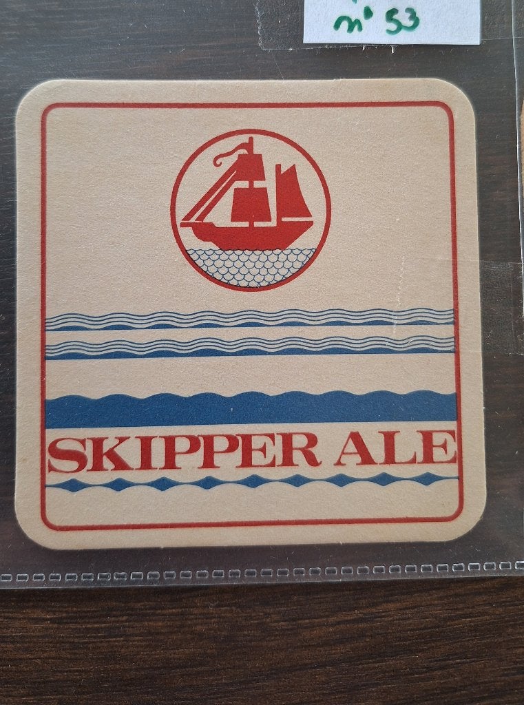 bierviltje vierkant skipper ale rood/blauw (nr53), Enlèvement, Utilisé, Sous-bock, Autres marques