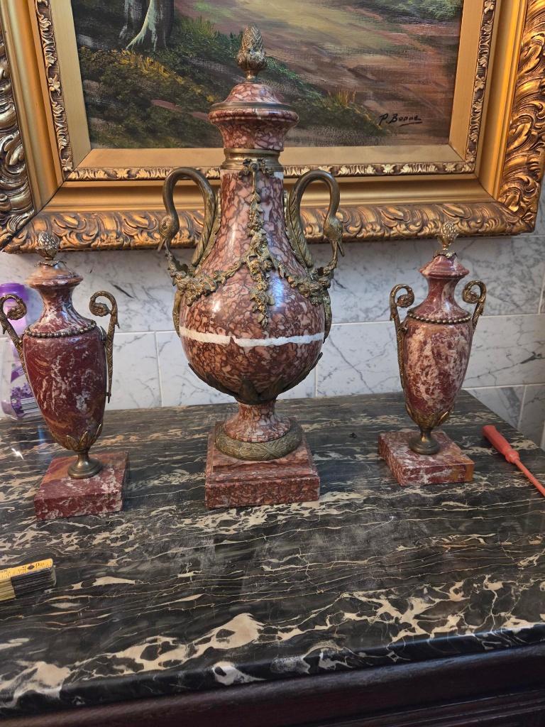 Trio de cassolettes en marbre, Antiquités & Art, Enlèvement ou Envoi