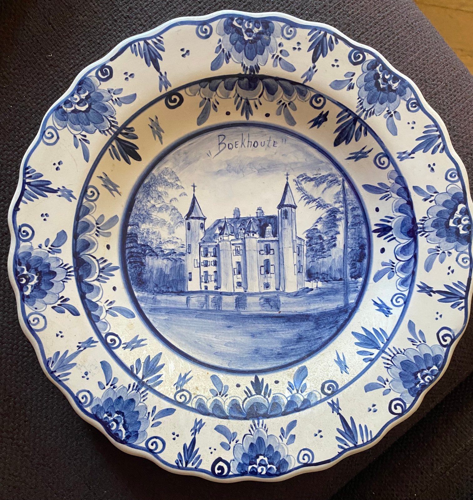 Boekhoute Delfst blauw bord, Antiek en Kunst, Ophalen