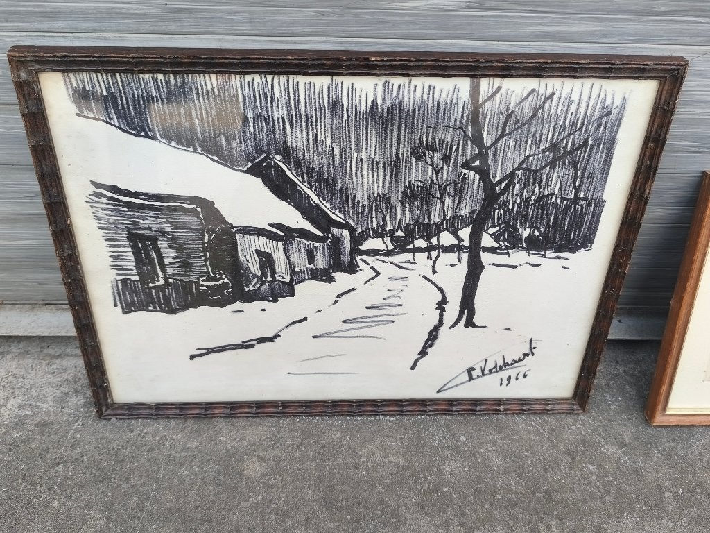 Dessin signe Piet volckaert, Antiquités & Art, Enlèvement ou Envoi