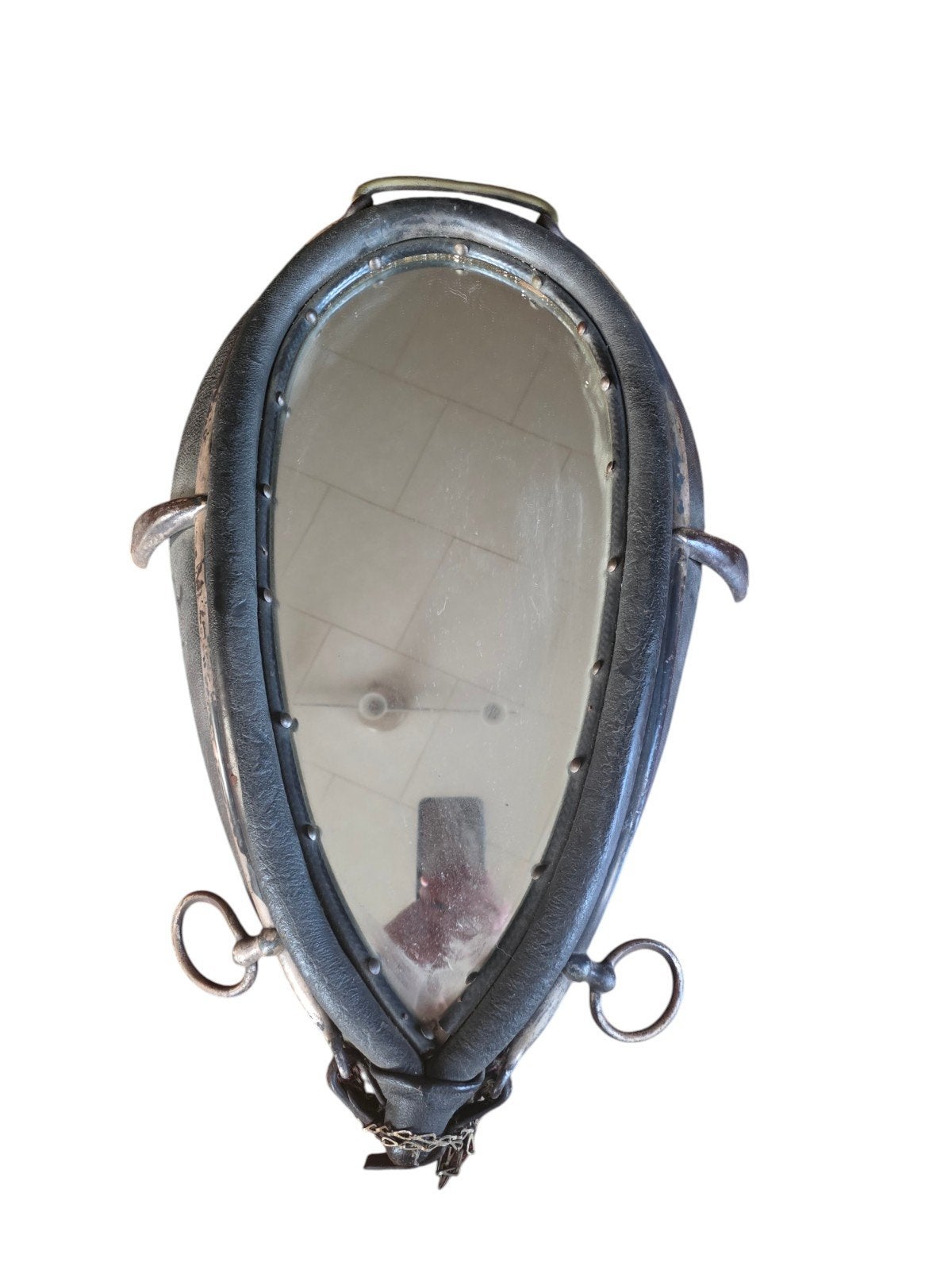 Miroir Ancien Réalisé dans un Collier de boeuf, Antiquités & Art, Enlèvement ou Envoi
