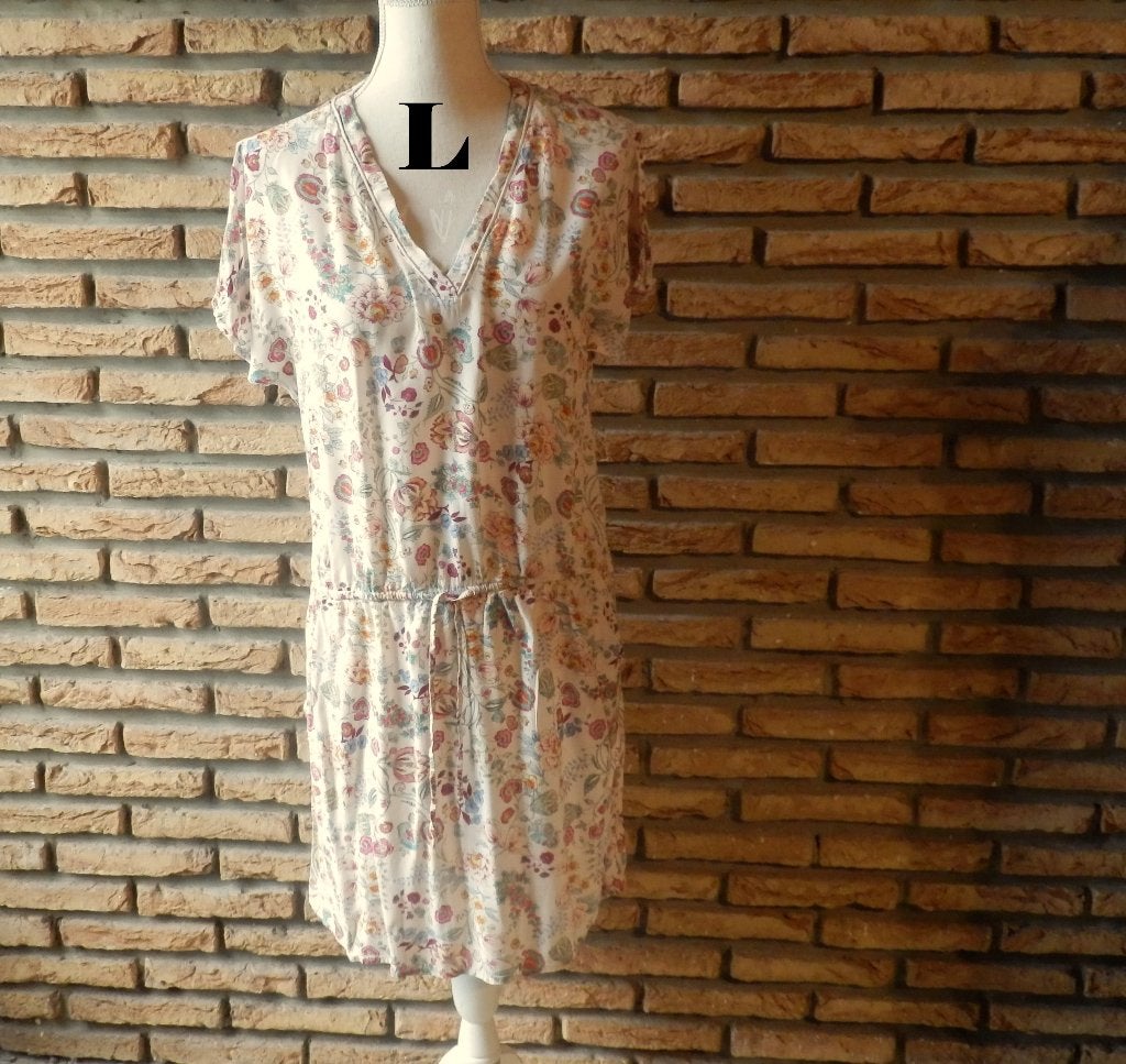 (128)- robe femme t.L blanc rouge - promod -, Vêtements | Femmes, Taille 38/40 (M), Enlèvement ou Envoi, Longueur genou, Blanc