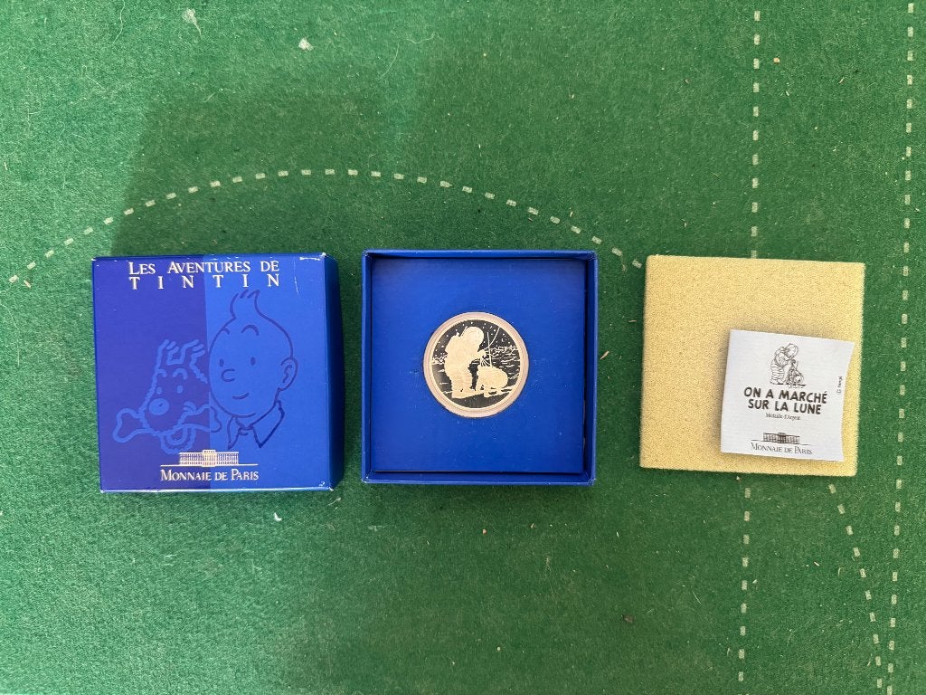 Tintin pièce en argent on a marché sur la Lune, Collections, Enlèvement, Tintin, Neuf, Autres types