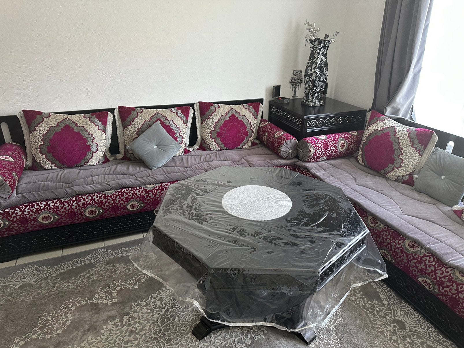 Marokaanse zetels inclusief tafel,hoektafel exclusief tapijt, Huis en Inrichting, Woonaccessoires | Overige, Ophalen, Hout, Gebruikt