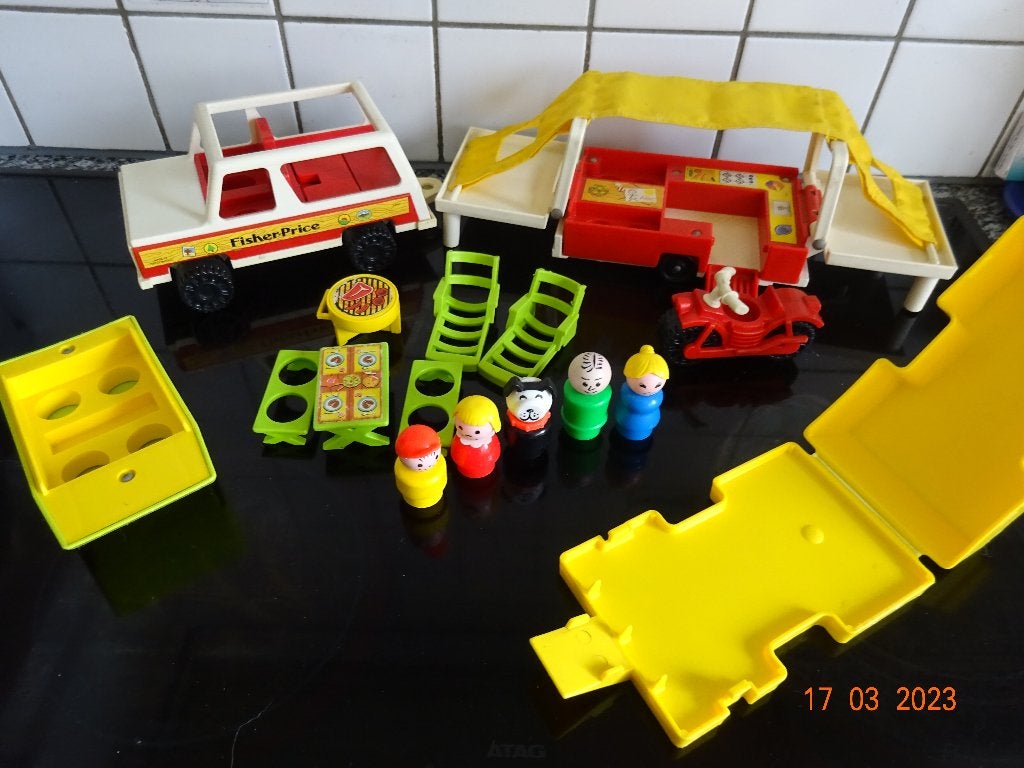 Fisher Price, Family Car Pop-Up-Camping car*VOLLEDIG*VINTAGE, Ophalen of Verzenden