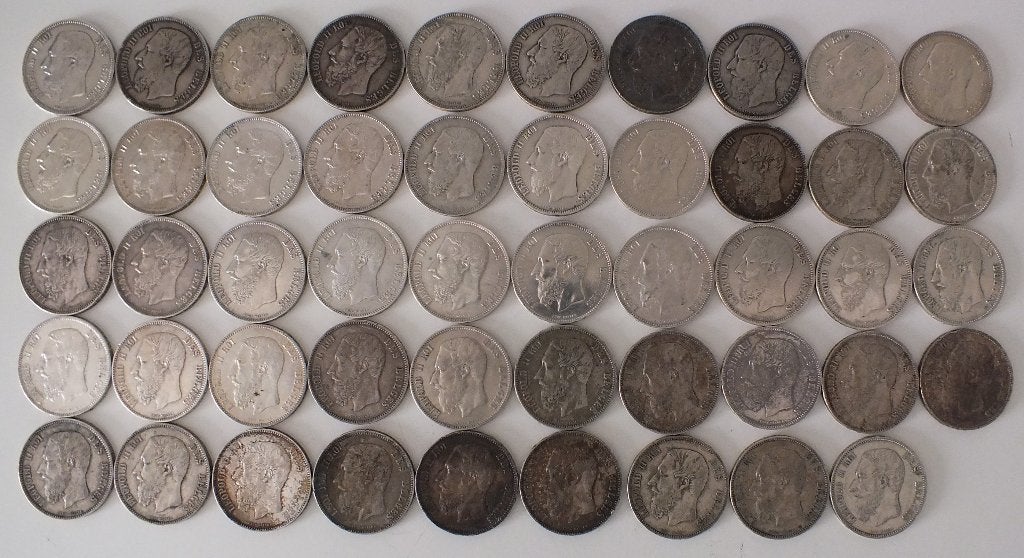 48x Zilveren 5 Francs Leopold II – Toplot voor verzamelaar !, Postzegels en Munten, Munten | België, Ophalen of Verzenden, Zilver