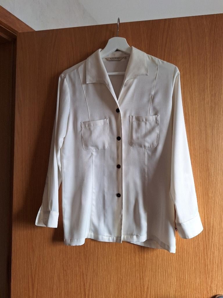 Feestelijke ecru blouse Andres (maat 38), Maat 38/40 (M), Wit, Ophalen of Verzenden, Gedragen
