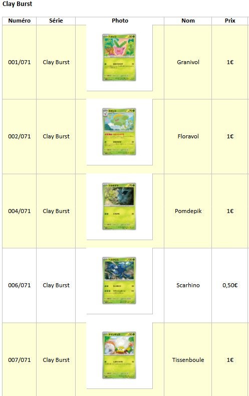 Cartes Pokémon Clay Burst (japonaises), Enlèvement, Comme neuf, Plusieurs cartes
